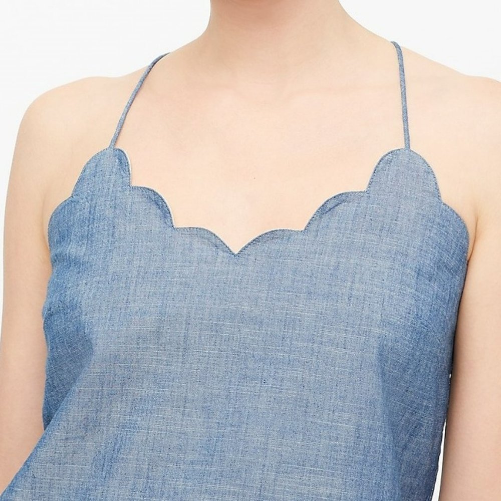 J. Crew NWT Chambray Scalloped Cami Top size 6 - Picture 3 of 9